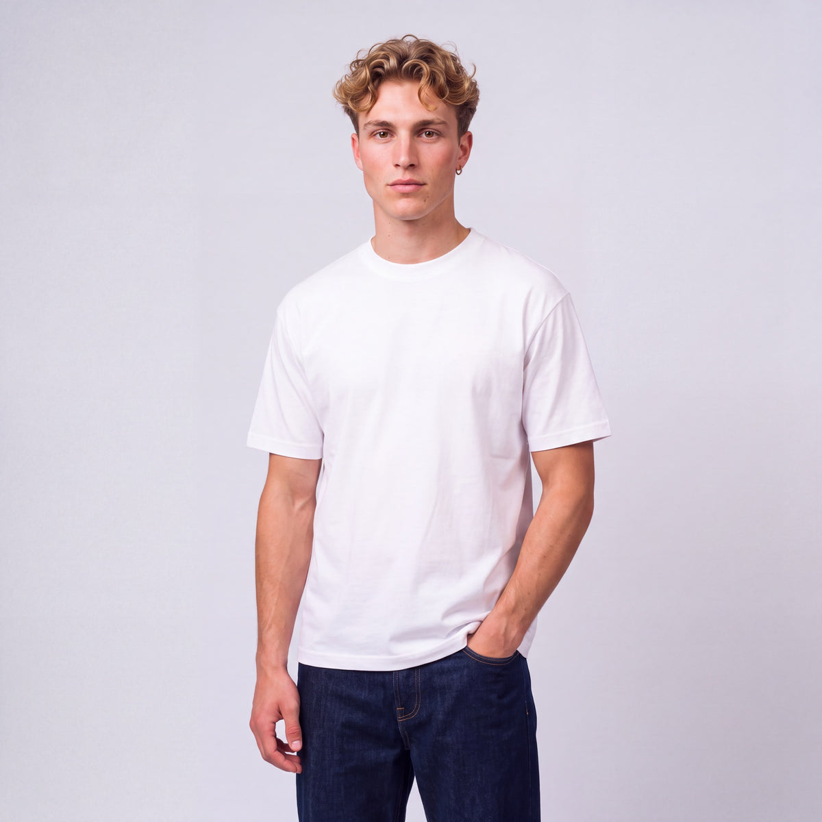 Monaco was busy oversized tee, worn by model, front