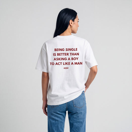 Better being single oversized tee, worn by model, back