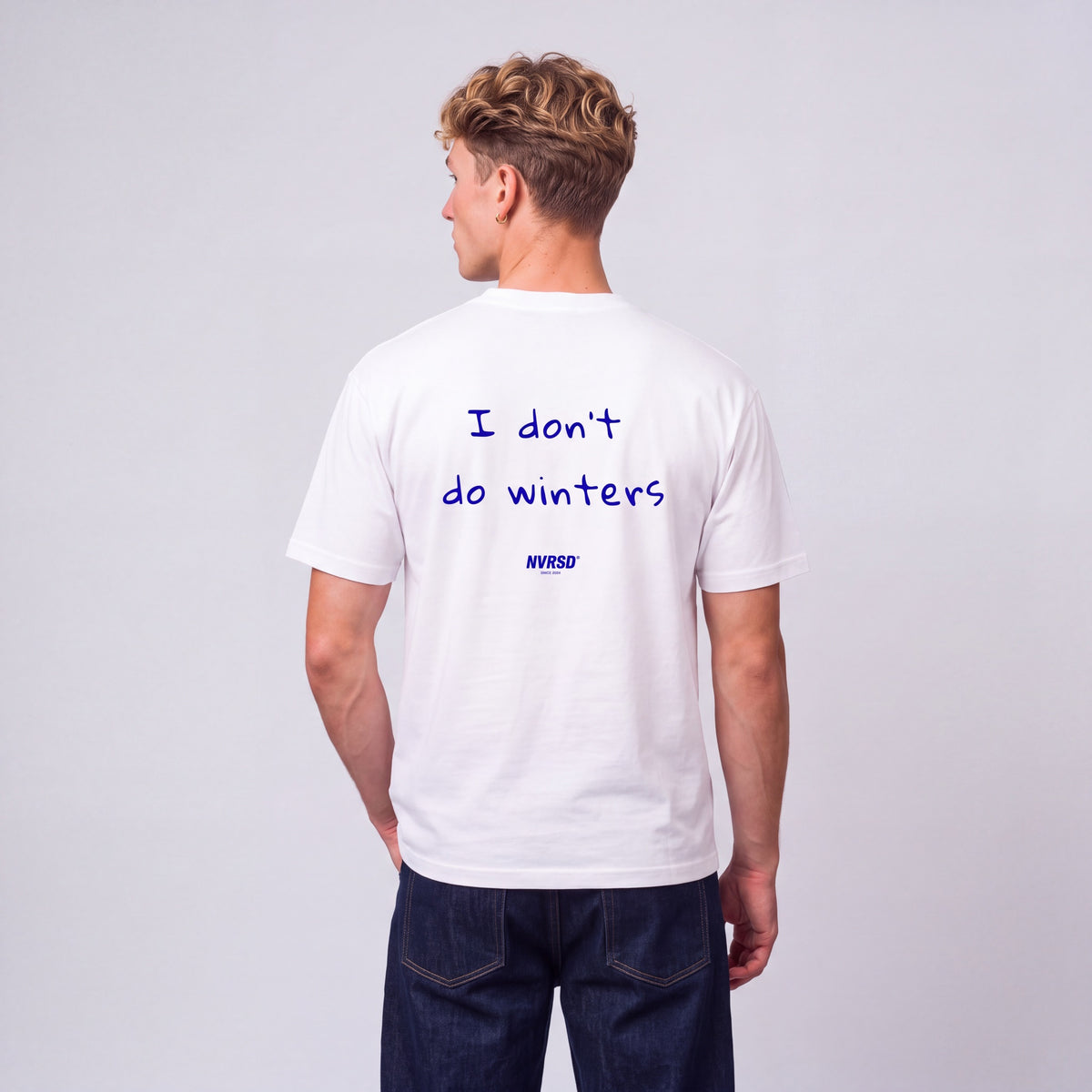 I don't do winters oversized tee, worn by model, back