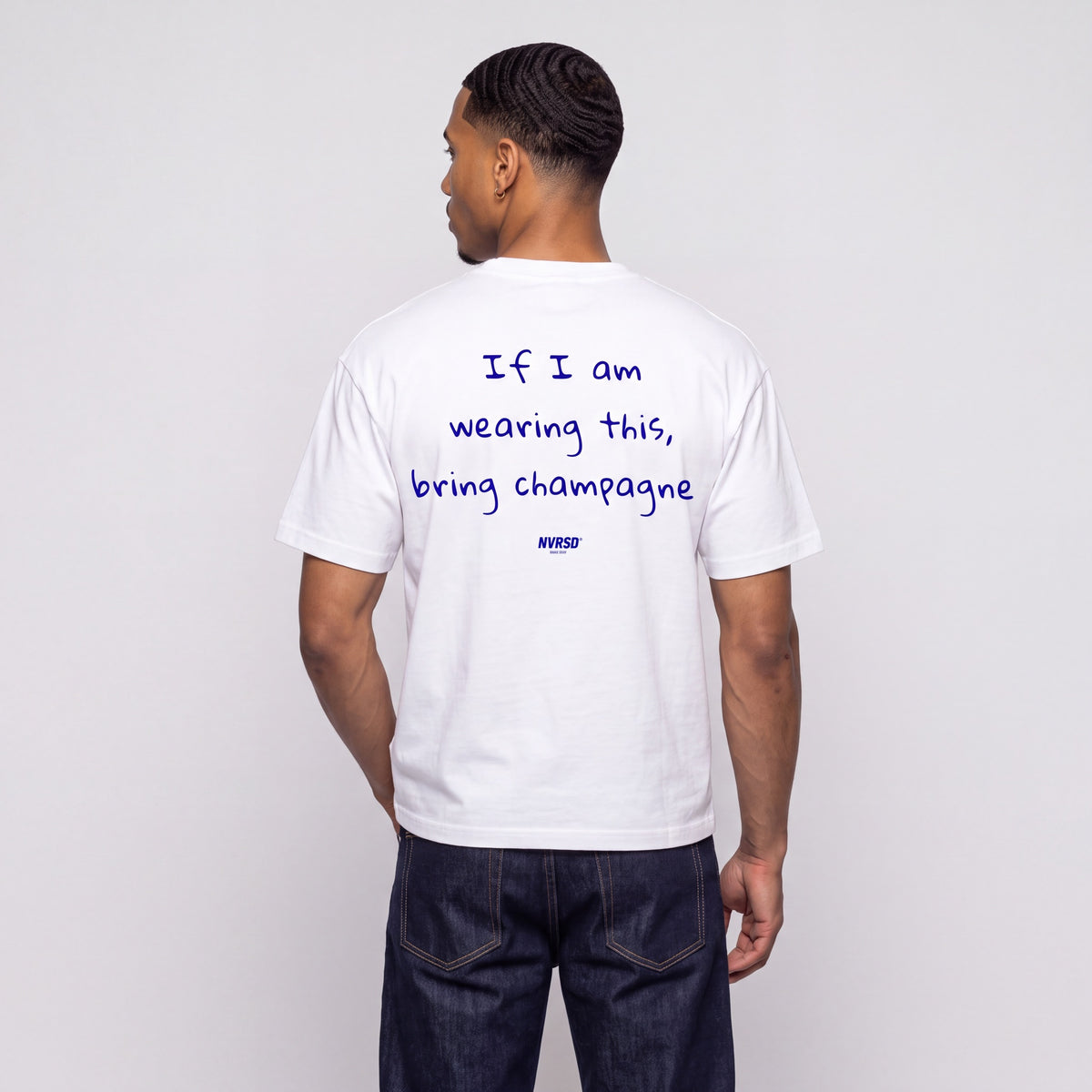 If I am wearing this oversized tee, worn by model, back